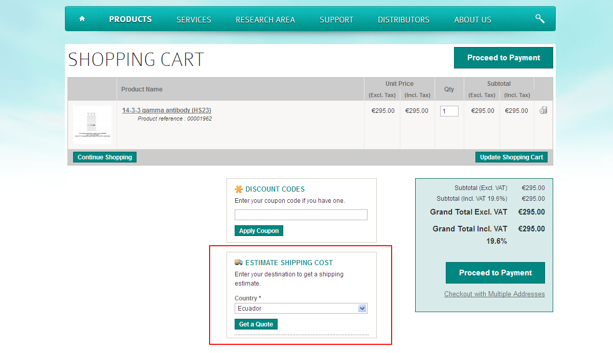 estimation des couts de transport Estimate your shipping fees